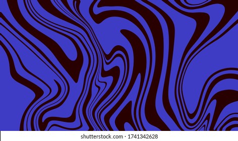 Monochrome marble vector texture. Abstract liquid wavy background. Optical illusion motion striped 3d effect.