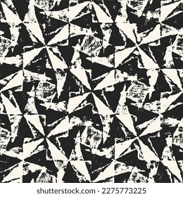 Monochrome Marbled Effect Textured Broken Geometric Pattern