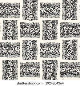 Monochrome `Marbled Effect Textured Checked Pattern