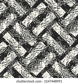 Monochrome Marbled Effect Textured Checked Pattern