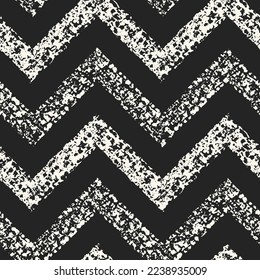 Monochrome Marbled Effect Textured Chevron Pattern