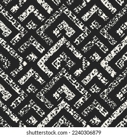 Monochrome Marbled Effect Textured Maze Pattern