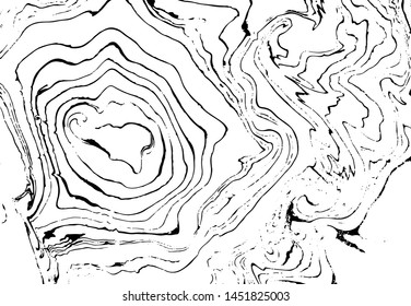 Monochrome Marbled Paper Vector Illustrations. Black And White Hand Drawn Backgrounds With Liquid Texture. Trendy Ink Brush Painting. Creative Ebru Stains Swirl. Artistic Wave Surface