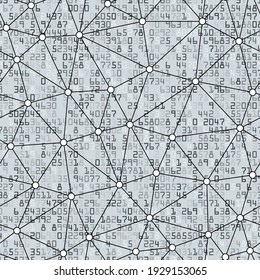 Monochrome Mathematical Numbers with Linear Triangular Shapes on a White. Schools Seamless Pattern Background. Calculation and Equation Vector illustration