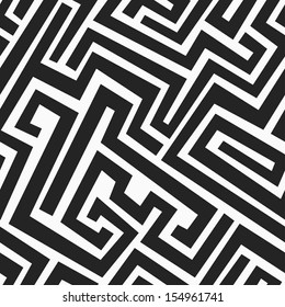 monochrome maze seamless pattern