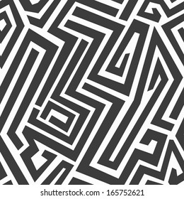 Monochrome Maze Seamless Pattern