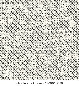 Monochrome Melange Check Mottled Textured Background. Seamless Pattern.