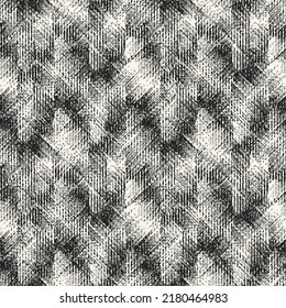 Monochrome Melange Knit Textured Chevron Pattern