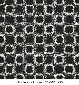 Monochrome Melange Textured Checked Distressed Pattern.