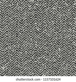 Monochrome Melange Zigzag Textured  Distressed Background. Seamless Pattern.