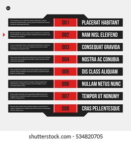 Monochrome menu template in strict style. Useful for presentations and web design.
