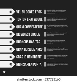 Monochrome menu template in strict style. Useful for presentations and web design.