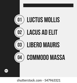 Monochrome menu template in strict style. Useful for presentations and web design.