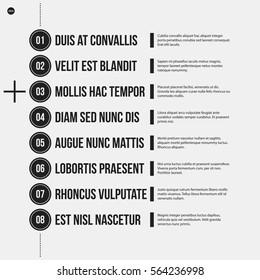Monochrome menu template in strict style. Useful for presentations and web design.