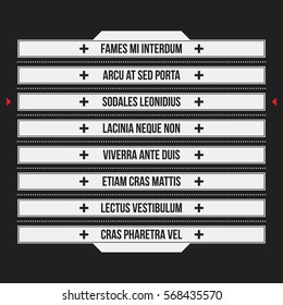 Monochrome menu template in strict style. Useful for presentations and web design.