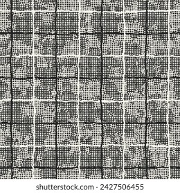 Monochrome Mesh Textured Windowpane Check Pattern