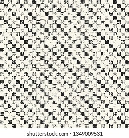 Monochrome Micro Check Mottled Textured Graphic Motif. Seamless Pattern.
