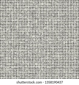 Monochrome Micro-Checked Textured Distressed Background. Seamless Pattern.