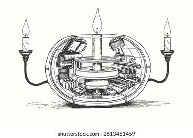 Monochrome Microscopic Cell Structure Vector in Mandala Form for Scientific Illustration Use