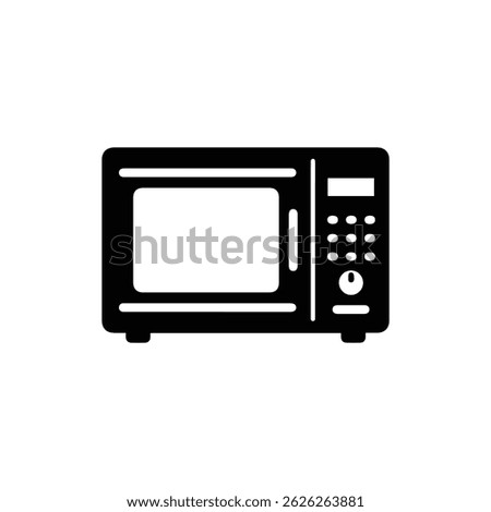 Monochrome Microwave with Front Panel and Door Icon