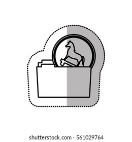 monochrome middle shadow sticker of folder virus trojan horse