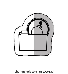 monochrome middle shadow sticker of folder virus bomb