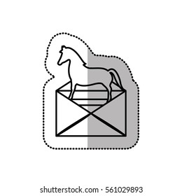 monochrome middle shadow sticker of mail virus trojan horse
