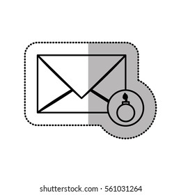 monochrome middle shadow sticker of mail virus bomb