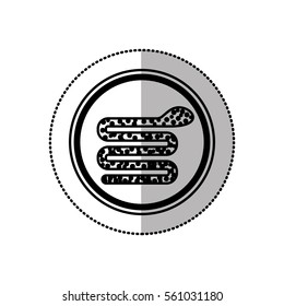 monochrome middle shadow sticker of snake virus in circle