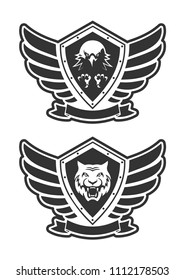Monochrome military unit logo.