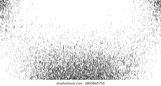Monochrome minimal background featuring vertical rain-like particles, glitch streaks and grunge film texture. Suitable for modern design, overlays, posters, web backgrounds, abstract art and atmospheric visual effects.

