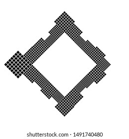 Monochrome minimal diagonal square badge design element - black and white geometrical modern vector graphic with blank space in the center