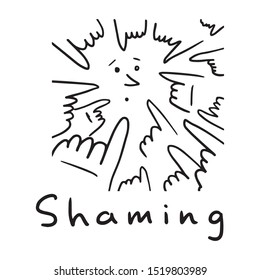 monochrome minimal illustration on shaming theme - people screaming on a person.