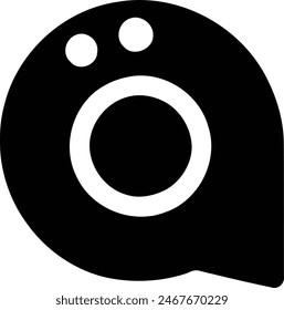 Monochromer Minimalismus, Die Essenz des Glücks - Eine schwarz-weiße Emoji-Illustration mit einer Sprechblase