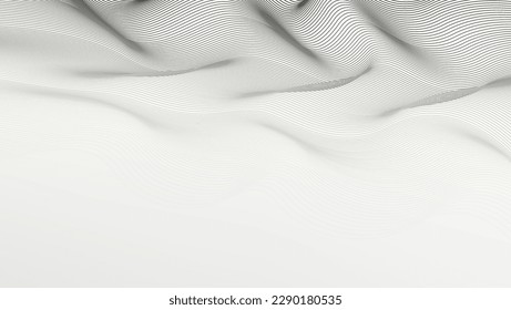 Monochrome minimalist background. Vector horizontal background with digital wavy pattern.
