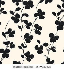 Monochrome minimalist floral arrangement, seamless tile