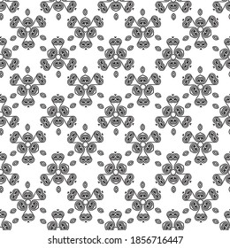 Monochrome minimalist tribal pattern with ethnic sun and lily flower. Inspired by the signs of the Gothic culture. Vector on a white background for textile, paper, scrapbook.