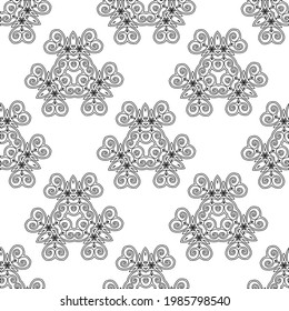 Monochrome minimalist tribal pattern with ethnic sun and lily flower. Inspired by the signs of the Gothic culture.