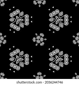 Monochrome minimalist tribal pattern with ethnic sun and lily flower. Inspired by the signs of the Gothic culture.