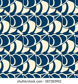 Monochrome minimalistic seamless pattern with abstract repeating structure on blue background vector illustration