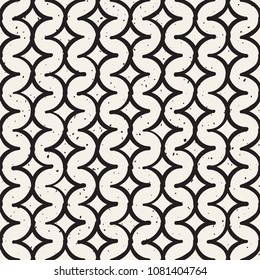 Monochrome minimalistic seamless pattern with circles. Simple hand drawn texture. Vector background with rounded inky lines 