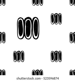 Monochrome minimalistic tribal seamless pattern with maize corn. Inspired by signs of primitive aboriginal culture. Vector background with isolated inky black art on white backdrop for nursery.