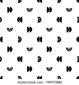Monochrome minimalistic tribal seamless pattern with crescent, wide arcs, thin curves. Inspired by signs of primitive aboriginal culture.