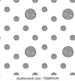 Monochrome minimalistic tribal seamless pattern with sun ball. Inspired by signs of primitive aboriginal culture. Vector background with isolated inky black art on white backdrop for nursery.