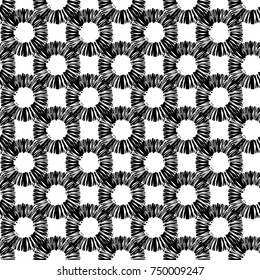 Monochrome minimalistic tribal seamless pattern with ethnic sun. Inspired by signs of primitive aboriginal culture. Vector background with isolated inky black art on white backdrop for nursery.