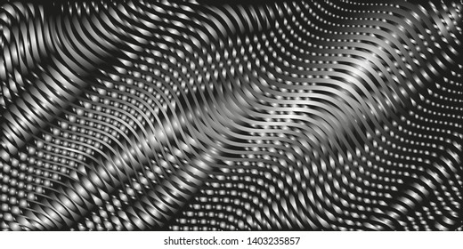 Monochrome modern abstract creative backdrop with variable width stripes. Twisted stripes optical illusion. Moire waves.