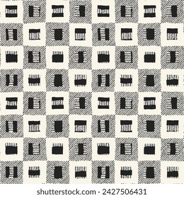 Monochrome Modern Twisted Checked Pattern