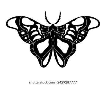 Mariposa monocroma monarca. Insecto dibujado a mano. Ilustración de vector