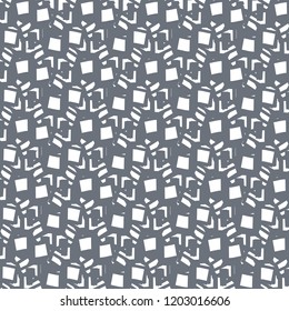 Monochrome mosaic pattern composed of geometric shapes and signs. Textile print. Vector illustration.