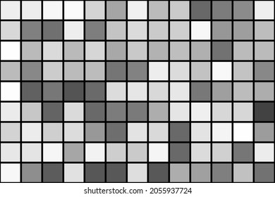 Monochrome mosaic texture background, seamless tiles pattern, vector illustration